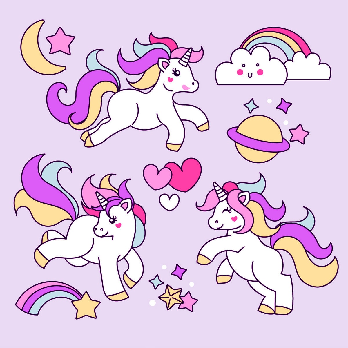 Cute My Little Unicorn 20 different coloring pages to print ...