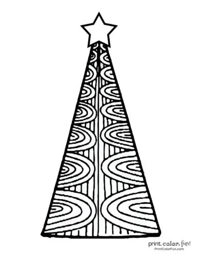Narrow Christmas tree coloring page