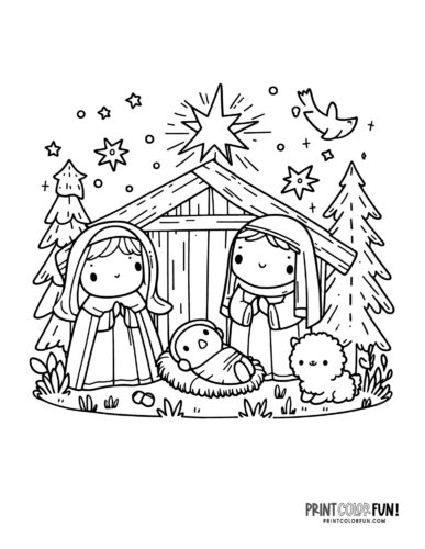 Nativity scene coloring page from PrintColorFun com (5)