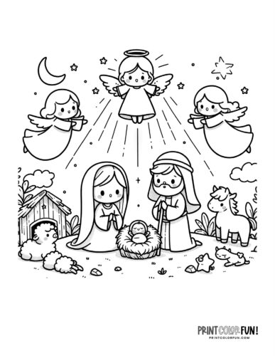 Nativity scene coloring page from PrintColorFun com (6)
