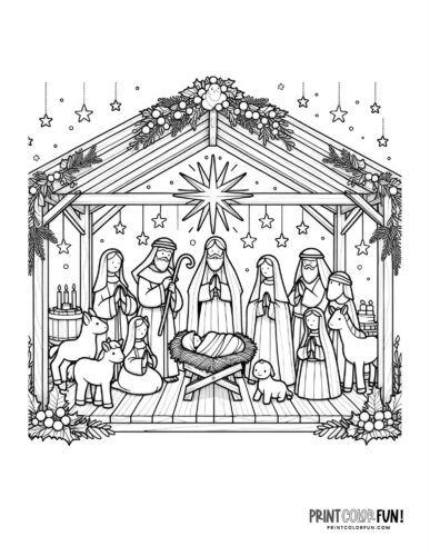 Nativity scene coloring page from PrintColorFun com (8)