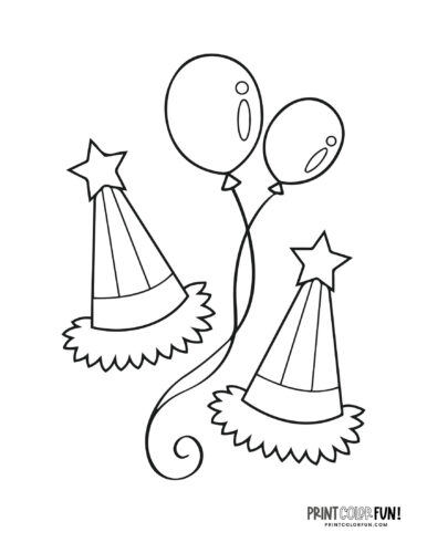 New Year's Eve party fun coloring page clipart from PrintColorFun com