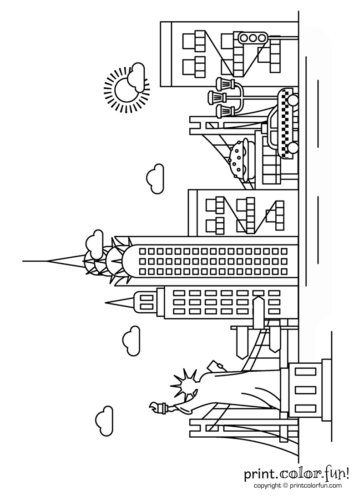 New York City skyline coloring page Print Color Fun