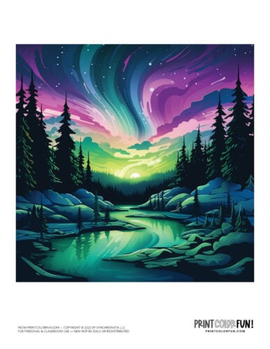 Northern Lights (Aurora Borealis) color clipart from PrintColorFun com 1