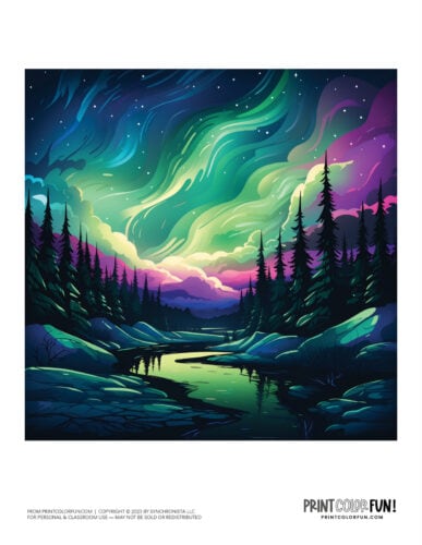 Northern Lights (Aurora Borealis) color clipart from PrintColorFun com 2