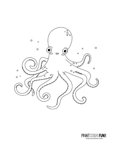 Octopus swimming coloring page at PrintColorFun com