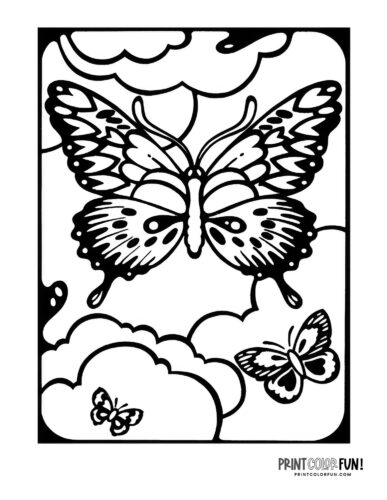 Old-fashioned butterfly art coloring page - PrintColorFun com