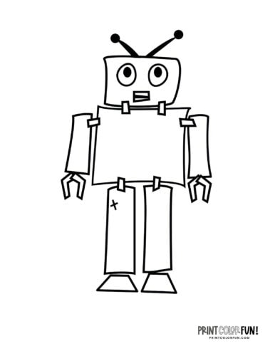 Old-fashioned robot coloring page clipart at PrintColorFun com