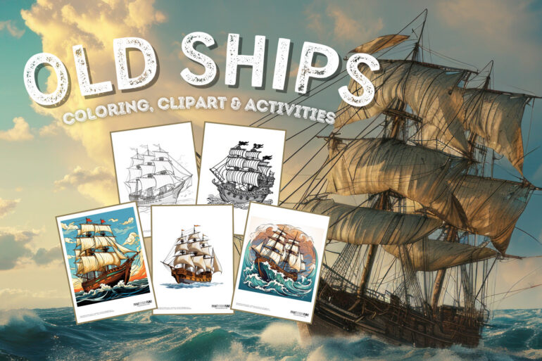 Old sailing ships clipart and coloring from PrintColorFun com