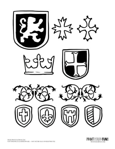 Old symbols for family crests and coat of arms (1) at PrintColorFun com