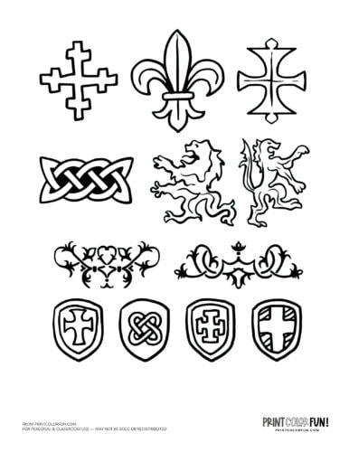 Old symbols for family crests and coat of arms (2) at PrintColorFun com