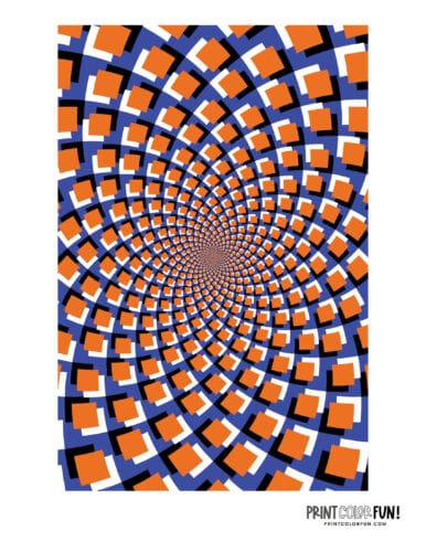 Optical illusion Spinning squares printable at PrintColorFun com