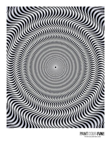 Optical illusion Wavy lines circles printable at PrintColorFun com