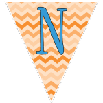 orange zig-zag party decoration flags with blue letters 6