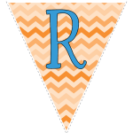 orange zig-zag party decoration flags with blue letters 6
