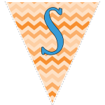 orange zig-zag party decoration flags with blue letters 11