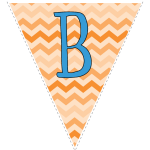orange zig-zag party decoration flags with blue letters 2