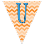 orange zig-zag party decoration flags with blue letters