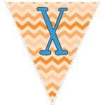 orange zig-zag party decoration flags with blue letters 128
