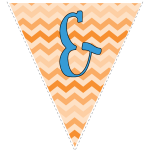 orange zig-zag party decoration flags with blue letters