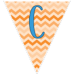 orange zig-zag party decoration flags with blue letters 3