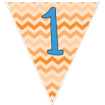 orange zig-zag party decoration flags with blue letters 11