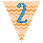 orange zig-zag party decoration flags with blue letters 128