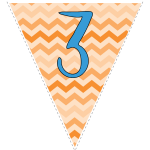 orange zig-zag party decoration flags with blue letters