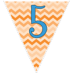 orange zig-zag party decoration flags with blue letters 11