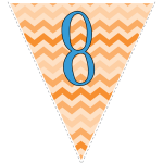 orange zig-zag party decoration flags with blue letters 6