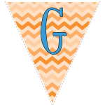 orange zig-zag party decoration flags with blue letters 7