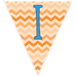 orange zig-zag party decoration flags with blue letters