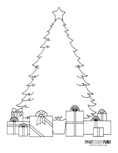 Outlined Christmas tree printable from PrintColorFun com (1)