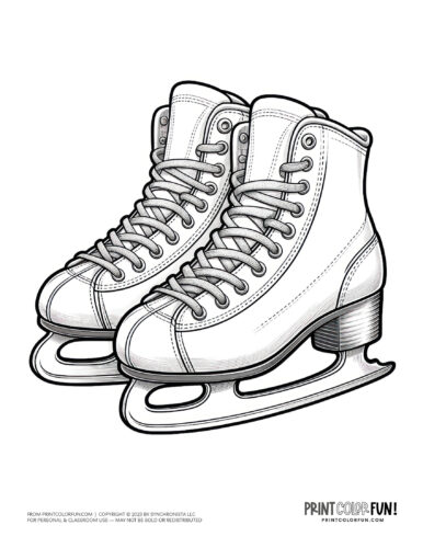 Pair of ice skates coloring page clipart from PrintColorFun com
