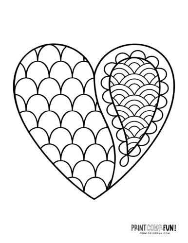 easy abstract heart coloring pages