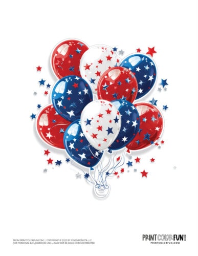 Patriotic red white and blue balloons clipart from PrintColorFun com (2)