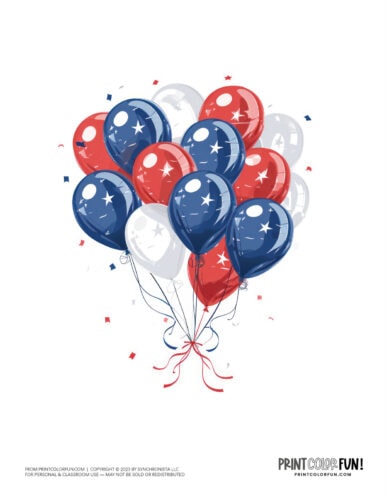 Patriotic red white and blue balloons clipart from PrintColorFun com (3)