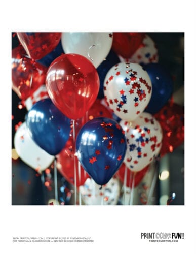 Patriotic red white and blue balloons photo clipart from PrintColorFun com (1)