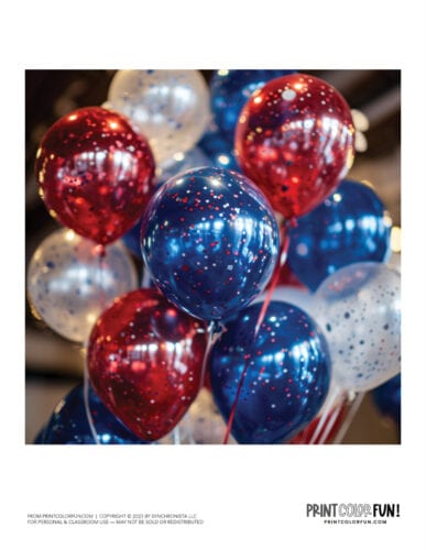 Patriotic red white and blue balloons photo clipart from PrintColorFun com (2)