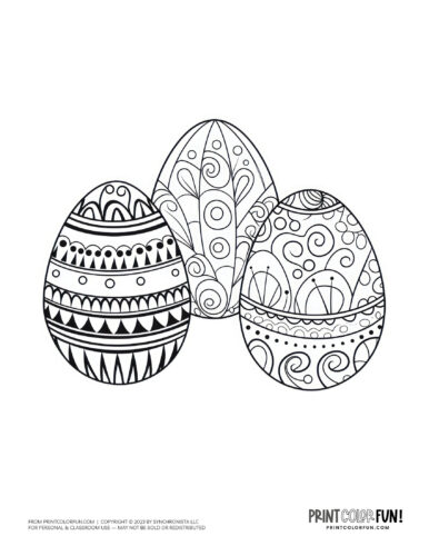 Patterned Easter egg coloring page clipart drawing from PrintColorFun com (05)