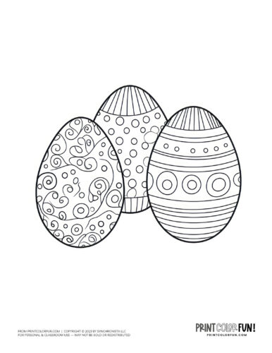 Patterned Easter egg coloring page clipart drawing from PrintColorFun com (06)