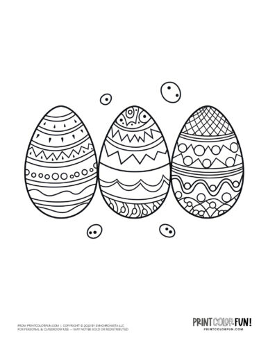 Patterned Easter egg coloring page clipart drawing from PrintColorFun com (09)