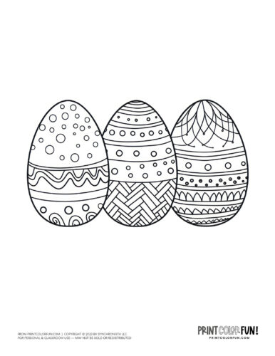 Patterned Easter egg coloring page clipart drawing from PrintColorFun com (10)