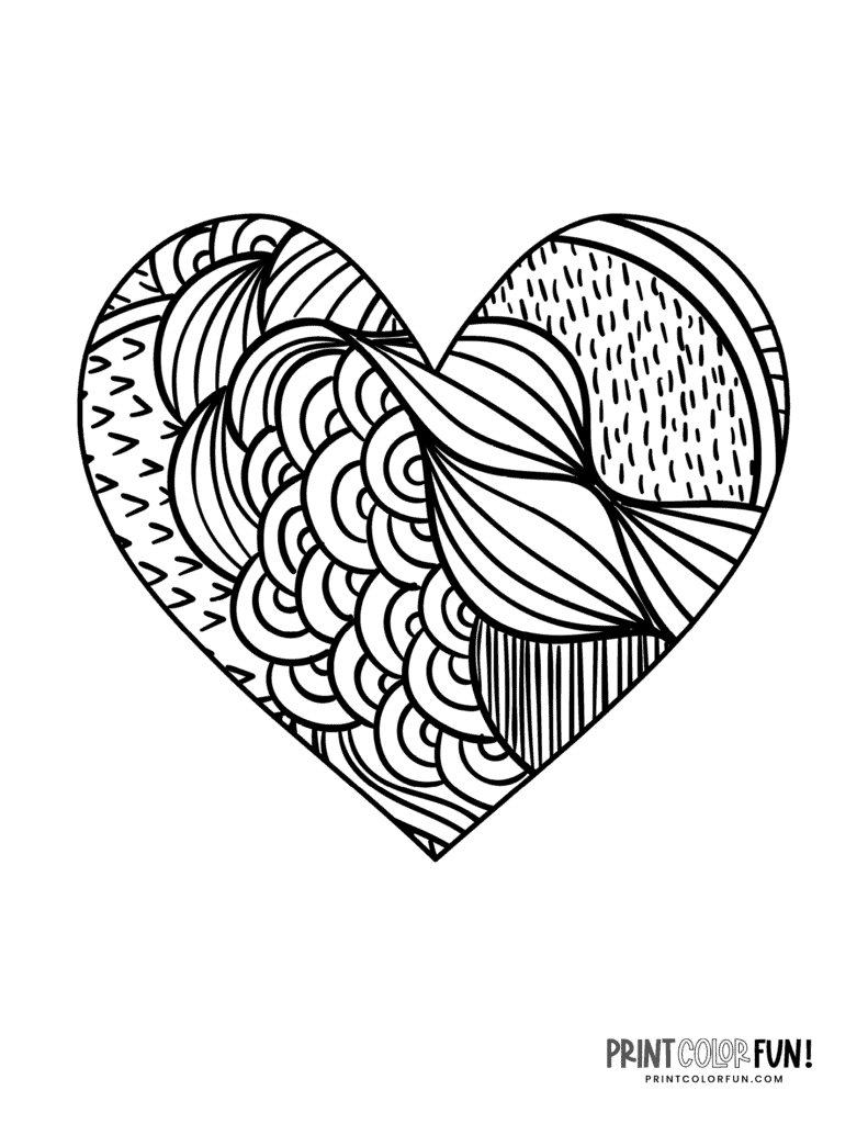 15 zen doodle heart coloring pages coloring page - Print. Color. Fun!