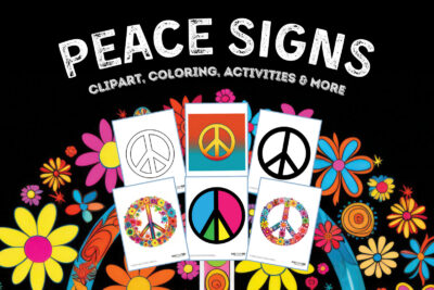 Peace sign clipart, coloring pages and activities from PrintColorFun com