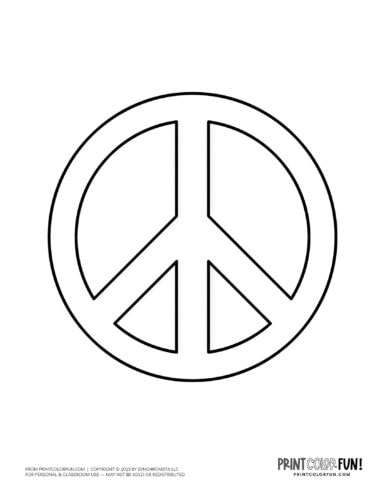 Peace sign coloring page clipart from PrintColorFun com 2