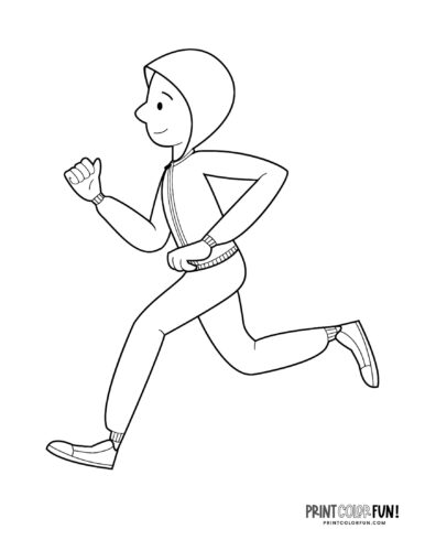 Person running coloring page clipart at PrintColorFun com 3