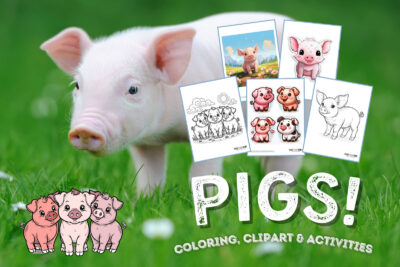 Pig clipart, coloring and activities from PrintColorFun com