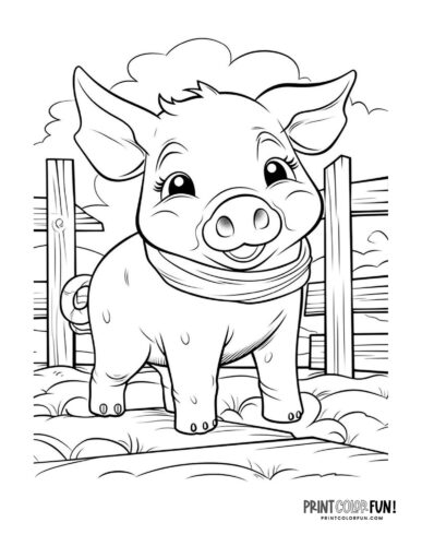 Pig in a pen coloring page - PrintColorFun com