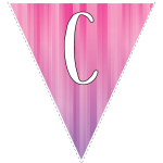 Pink-purple striped party decoration flags with white letters 3
